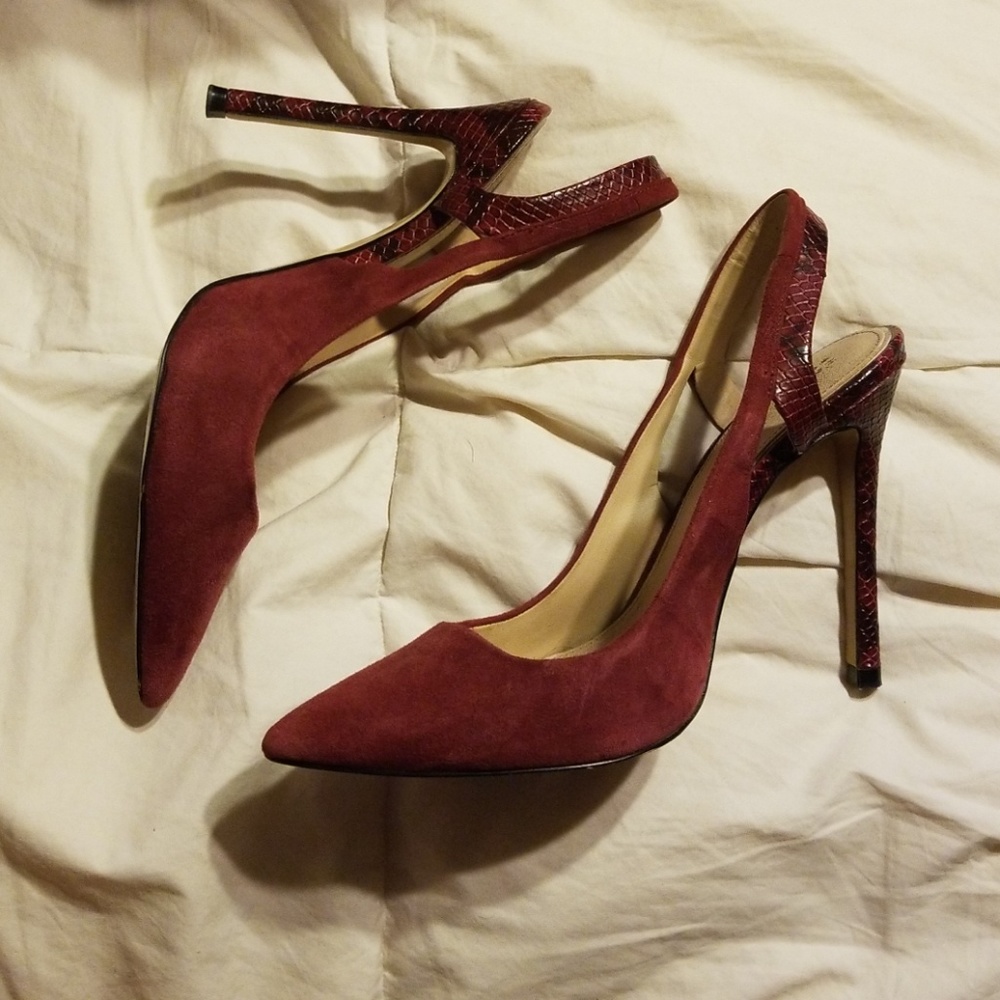 Zara suede and snake print heels